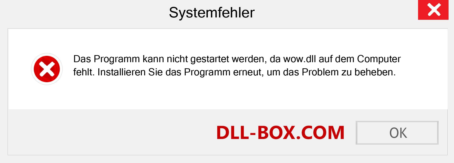 wow.dll-Datei fehlt?. Download für Windows 7, 8, 10 - Fix wow dll Missing Error unter Windows, Fotos, Bildern